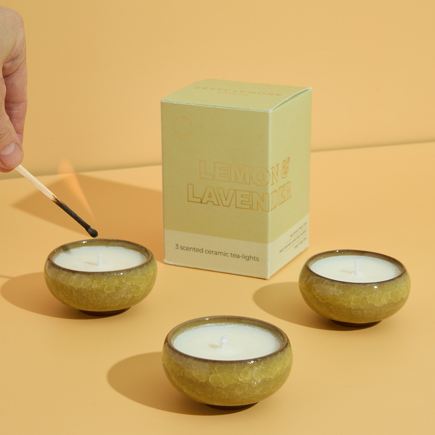 Contemporary Kiln Yellow Tea Lights - Lemon & Lavender