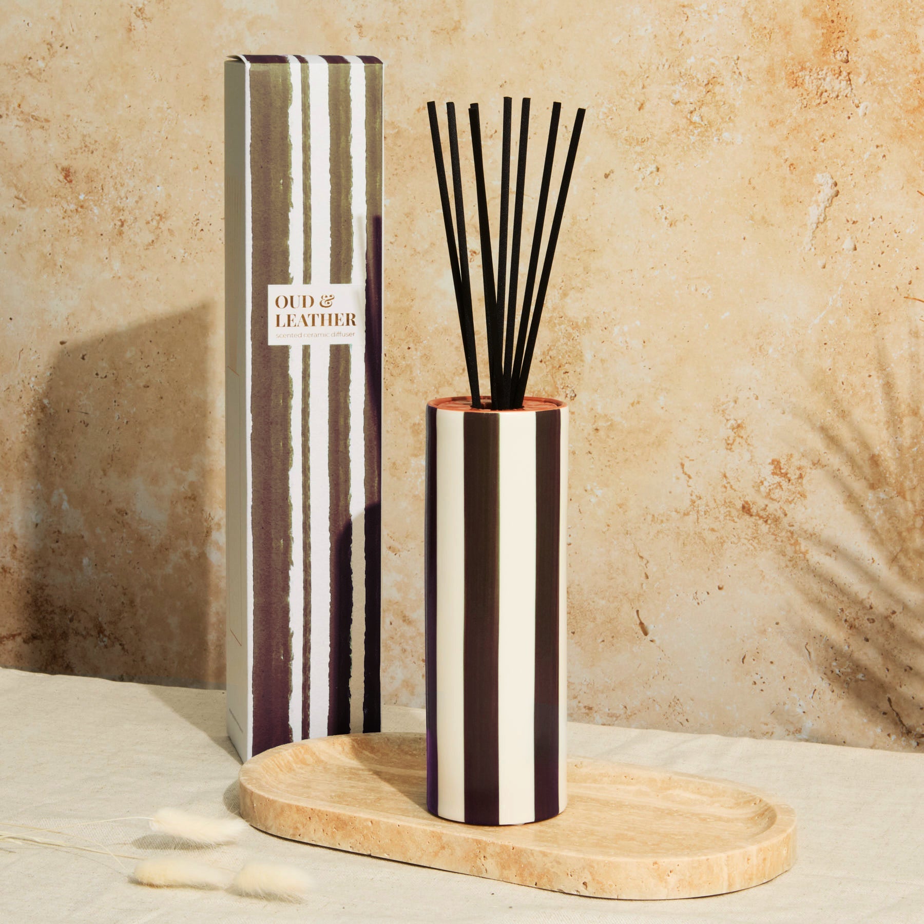Marrakesh: Chocolate  Striped Diffuser - Tomato Leaf