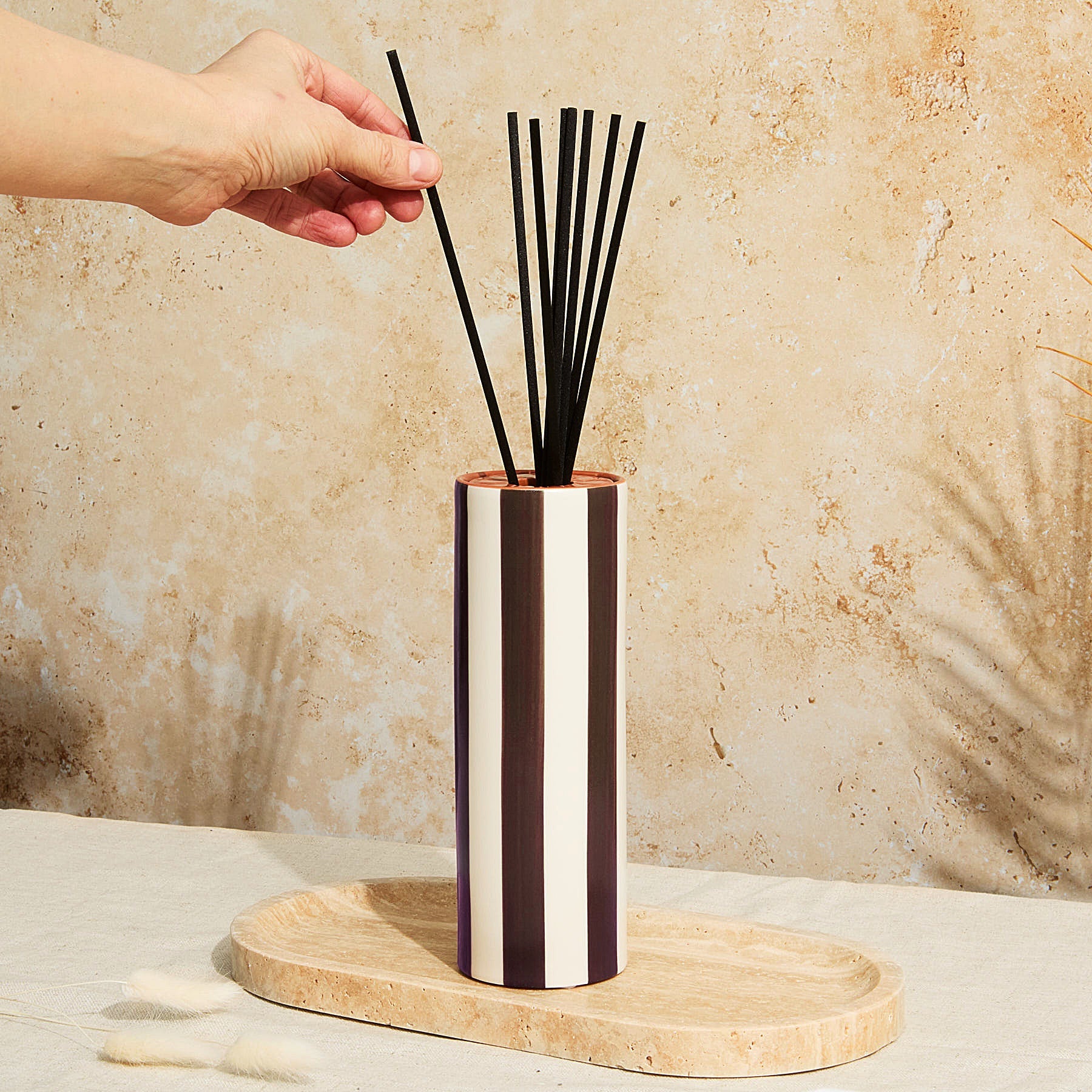 Marrakesh: Chocolate  Striped Diffuser - Tomato Leaf